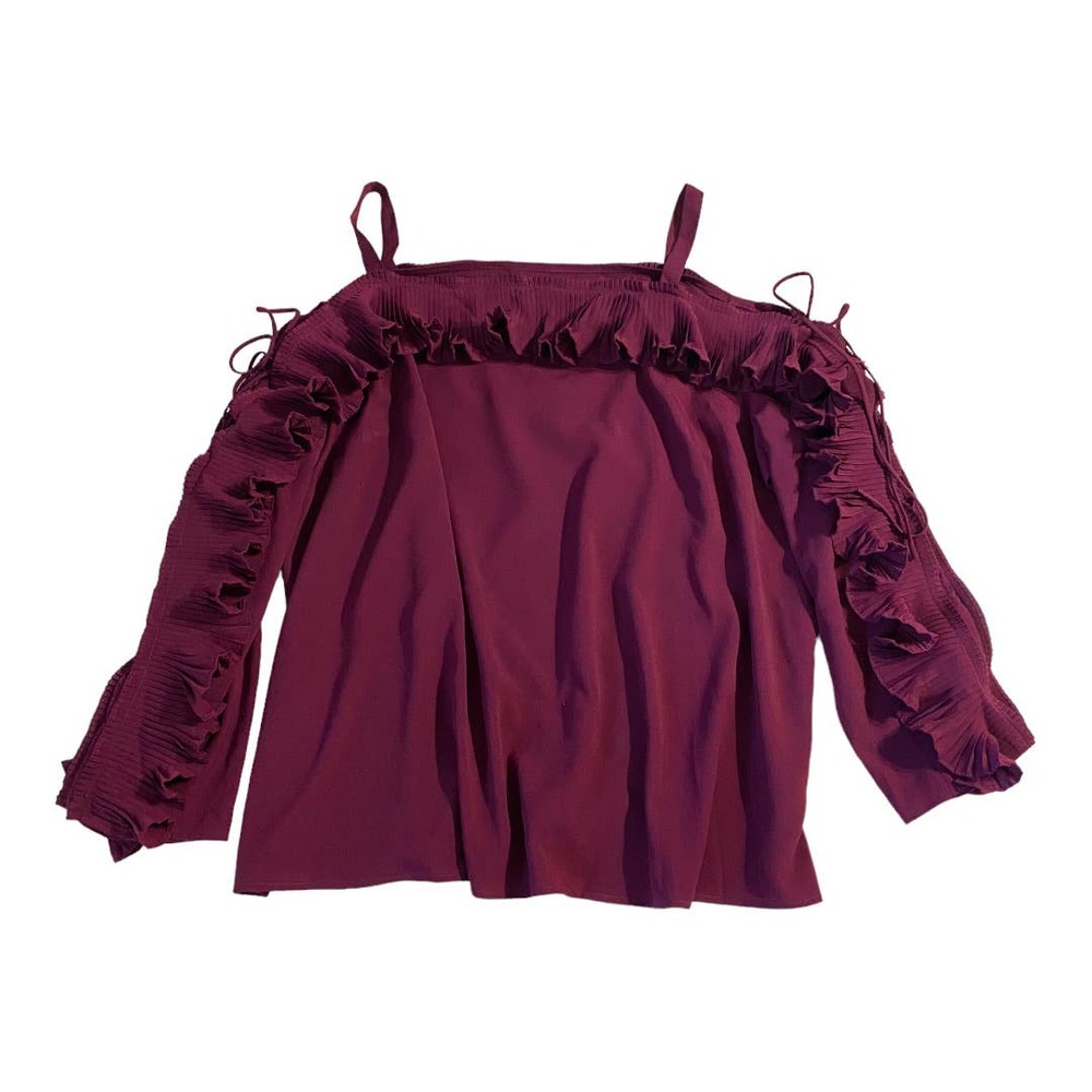 Lane Bryant purple cold shoulder ruffle lace up sleeve size 20 - Picture 4 of 9